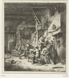 インテリアの農家の家族 世帯 作： Adriaen van Ostade