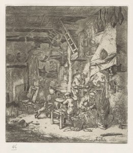 インテリアの農家の家族 作： Adriaen van Ostade