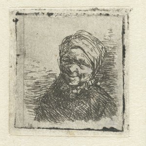 笑顔の農民の女性の胸像 作： Adriaen van Ostade