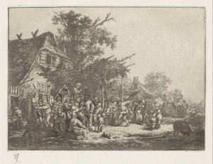 旅館の前で踊る百姓 作： Adriaen van Ostade