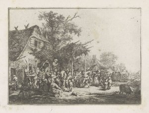 旅館の前で踊る百姓 作： Adriaen van Ostade