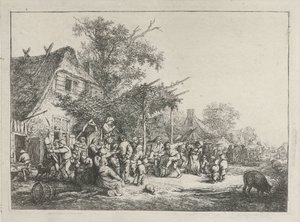 旅館の前で踊る農民 作： Adriaen van Ostade
