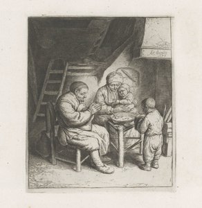 家族は食事の前に祈る 作： Adriaen van Ostade
