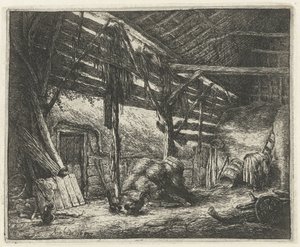 干し草の納屋の内部 干し草の納屋 作： Adriaen van Ostade
