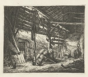干し草の納屋の内部 納屋 作： Adriaen van Ostade