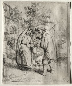 女性と会話する男性 作： Adriaen van Ostade