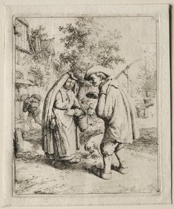 女性と会話する男性 作： Adriaen van Ostade