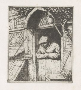 男は一番下のドアにもたれかかる 作： Adriaen van Ostade