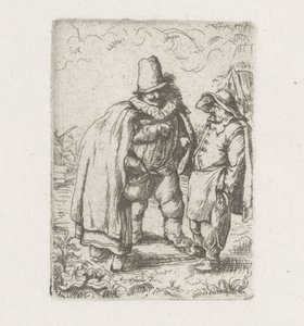 農民夫婦のラフを持つ男 作： Adriaen van Ostade