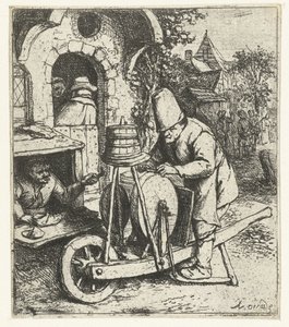 靴屋で働くナイフ研ぎ器 ナイフ研ぎ器 作： Adriaen van Ostade