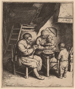 恵みを言う農民の家族 作： Adriaen van Ostade