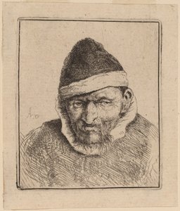 尖った帽子をかぶった農民 作： Adriaen van Ostade