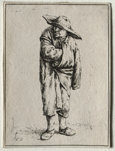 マントに手を入れた農民 作： Adriaen van Ostade