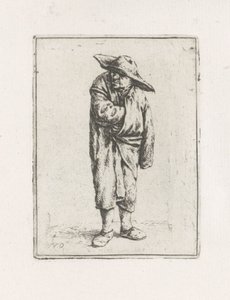 マントに手を入れて立っている農夫 作： Adriaen van Ostade