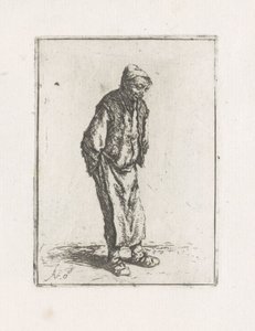 両手を後ろに置いて立っている男性 作： Adriaen van Ostade