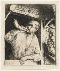 ホーンを鳴らしているベイカー 作： Adriaen van Ostade