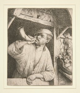 ホーンを鳴らしているベイカー 作： Adriaen van Ostade