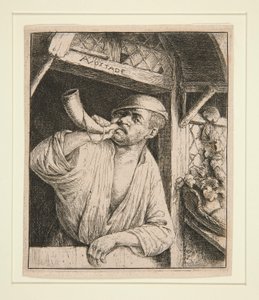 ホーンを鳴らしているベイカー 作： Adriaen van Ostade