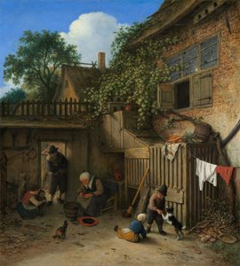 コテージのドアヤード、1673年。