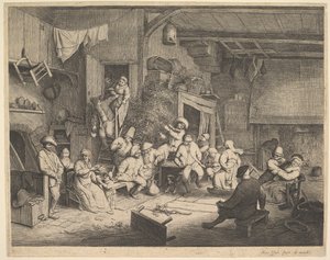 旅館でのダンス、1652年。 作： Adriaen van Ostade