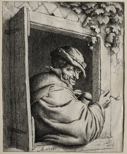 窓辺の喫煙者 作： Adriaen van Ostade