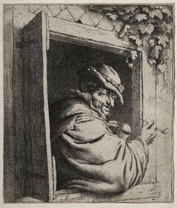 窓辺の喫煙者 作： Adriaen van Ostade