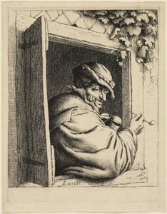 窓辺の喫煙者 作： Adriaen van Ostade