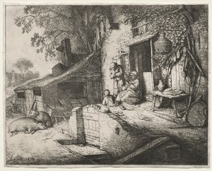 紡ぐ女 作： Adriaen van Ostade