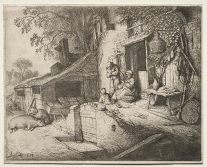 紡ぐ女 作： Adriaen van Ostade