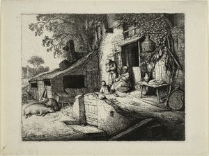 紡ぐ女 作： Adriaen van Ostade