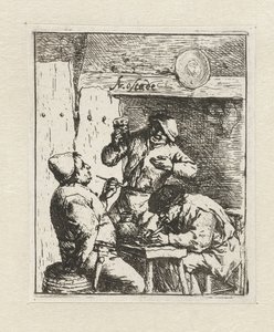 旅館で 2 人の喫煙者と酒飲み 喫煙者 作： Adriaen van Ostade
