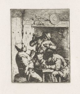 旅館で 2 人の喫煙者と酒飲み 作： Adriaen van Ostade
