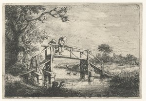 橋の上の 2 人の漁師 釣り人 作： Adriaen van Ostade