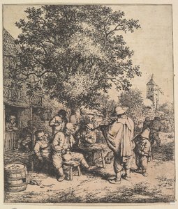バイオリニストと小さなオルガン奏者、1610-85。 作： Adriaen van Ostade