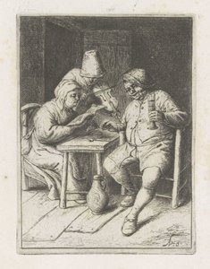 テーブルでカップルとヴァイオリン奏者 コンサート 作： Adriaen van Ostade