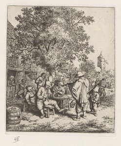 バイオリン奏者と 1 人の若い竪琴奏者 作： Adriaen van Ostade