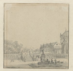 噴水のある宮殿の前庭 作： Adriaen van de Velde (possibly)