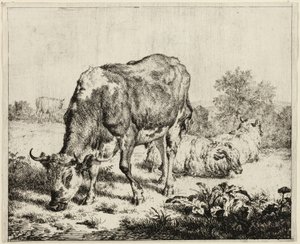 牛1頭と羊3頭 作： Adriaen van de Velde