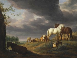 オランダ：馬と家畜のいる風景 馬と家畜のいる風景 作： Adriaen van de Velde