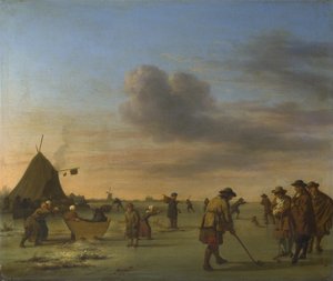 ハーレム近郊の氷上のゴルファーたち 作： Adriaen van de Velde