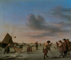 ハールレム付近の氷のゴルファー、1668（パネル） 作： Adriaen van de Velde