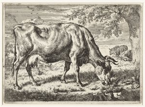 放牧牛と 2 頭の羊 牛と羊（シリーズタイトル） 作： Adriaen van de Velde