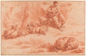 羊を連れた羊飼いの女性 作： Adriaen van de Velde