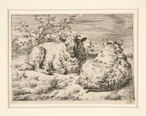 二匹の羊 作： Adriaen van de Velde