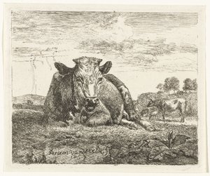 横になっている牛 いろいろな動物（シリーズタイトル） 作： Adriaen van de Velde