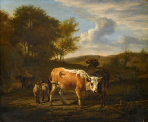 牛のいる山岳風景 作： Adriaen van de Velde