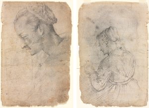 女性の頭の横顔 (右) 台所のメイド (裏) 作： Adriaen van de Velde
