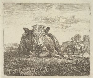 さまざまな動物の横臥牛、1657年。 作： Adriaen van de Velde