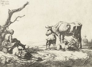 牛と羊飼いと羊飼い、1653年