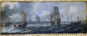 オランダ海軍。A.ファン・デ・ウェルデの油彩画。17世紀、ミラノのカステッロ美術館
